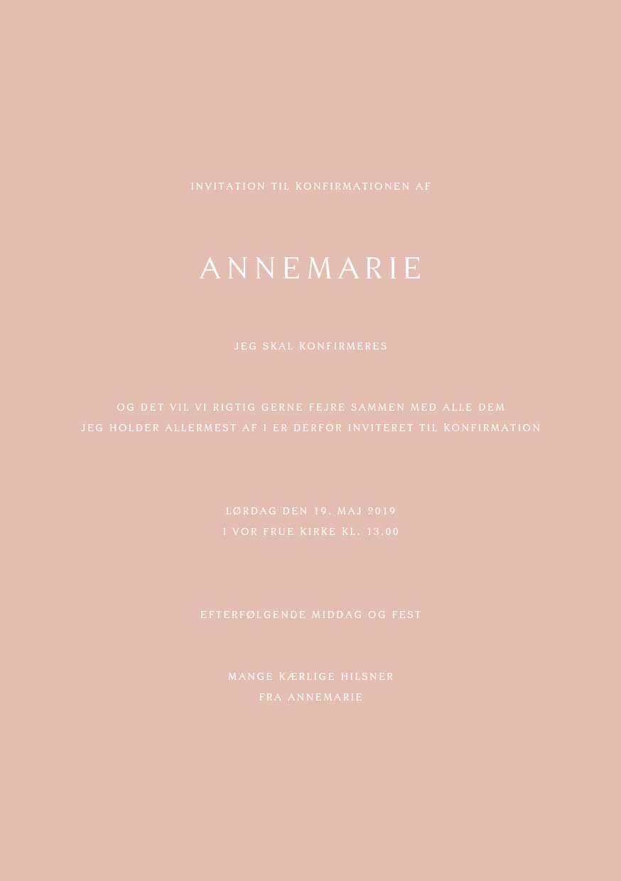 Invitationer - Annemarie Konfirmation